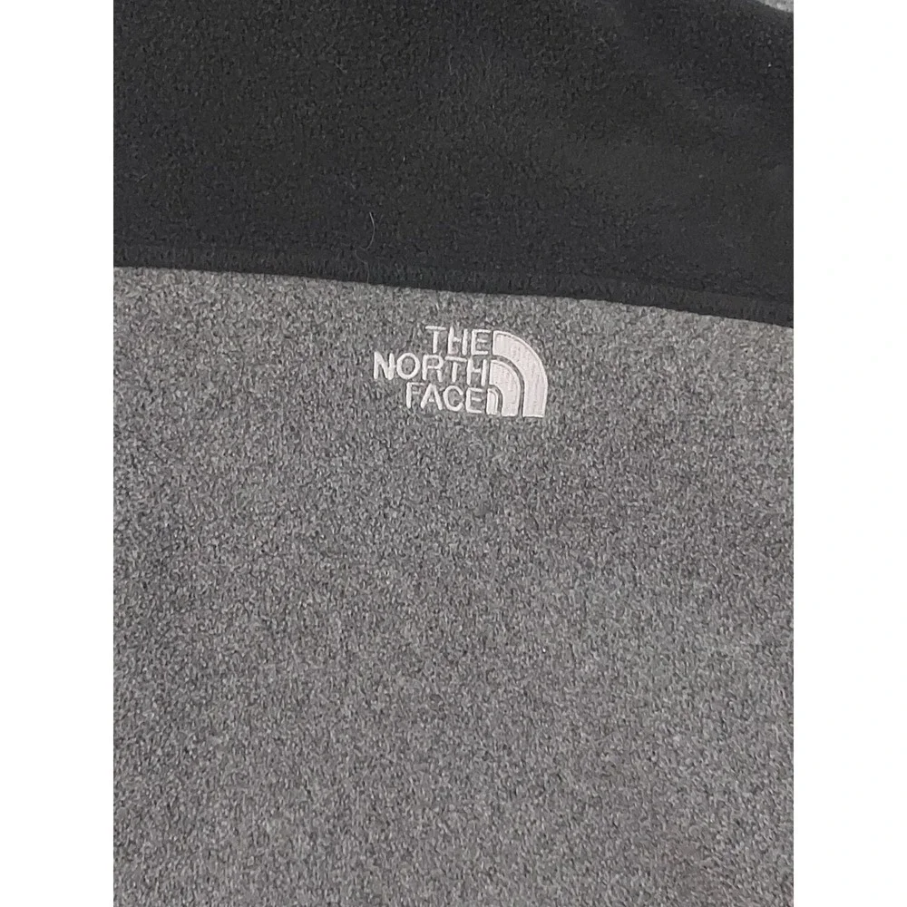 THE NORTH FACE Jacket Mens Large Black Gray Full Zip Mock Neck Fleece logo